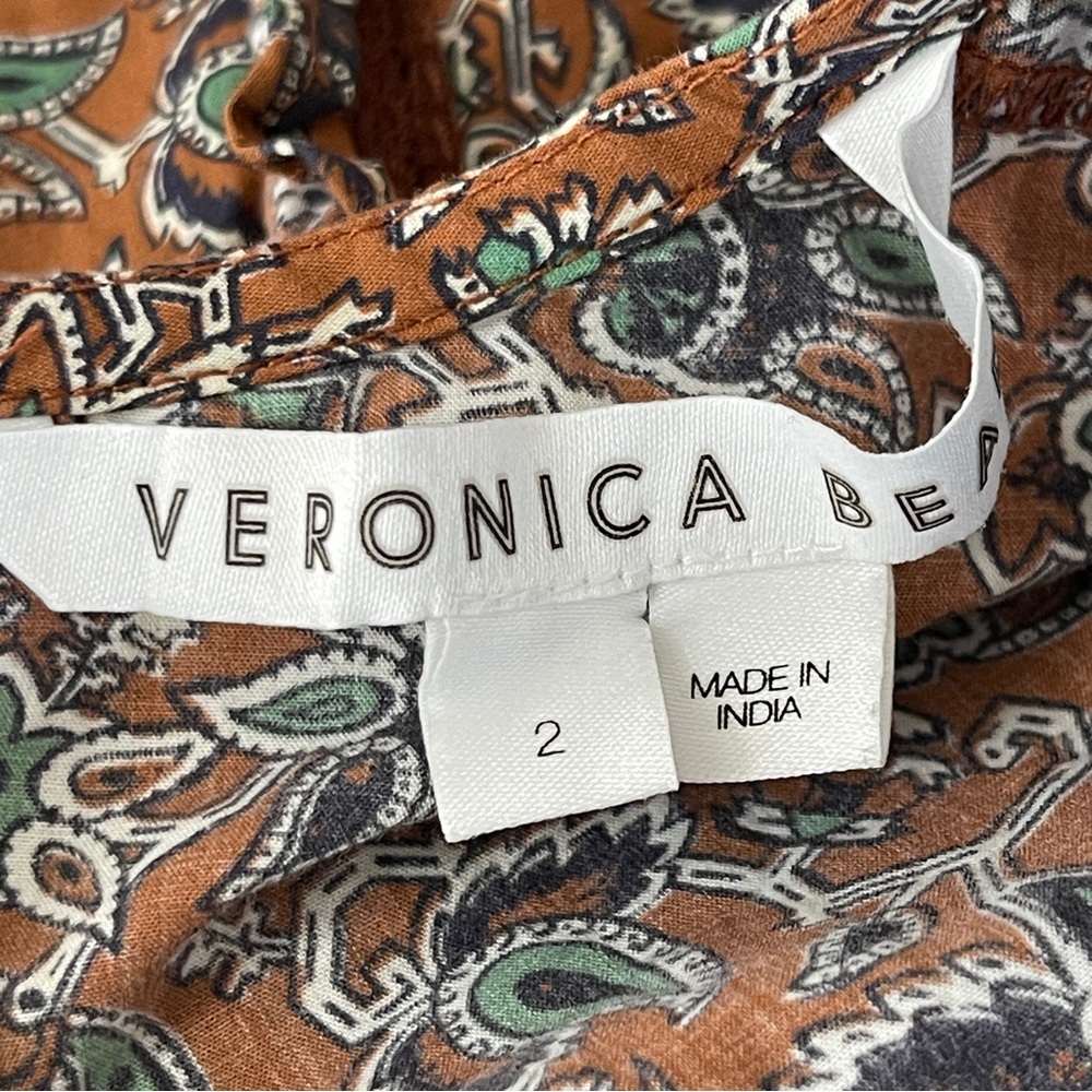 Veronica Beard Long Sleeve Floral WESLAYAN Ruffle Blouse in Cinnamon Brown Sz 2 - Picture 11 of 13